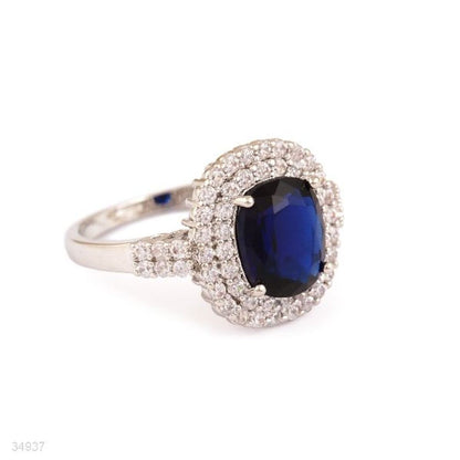 Ring Micropave ZC Rect 3744-Sliver-Blue