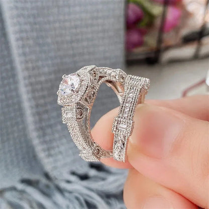 Signature Rhodium Plated Ring Set