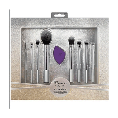 Real Techniques Disco Glam Limited Edition Silver Makeup Brush Set 9 PC